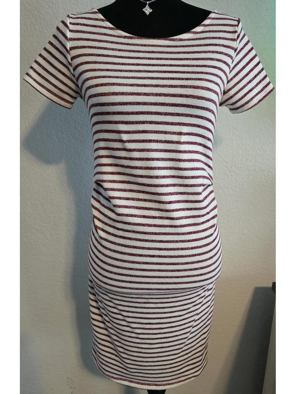 Pink Blush Striped Short Sleeve Dress